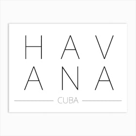 Havana Cuba Typography City Country Word Art Print