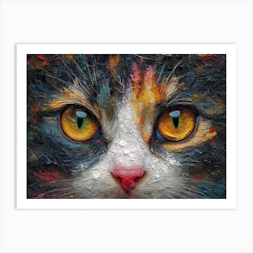 Whiskered Masterpieces: A Feline Tribute to Art History: Cat'S Eyes Art Print