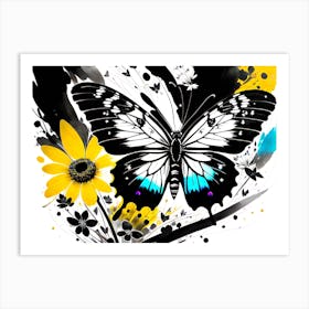 Butterfly And Flowers Art Print