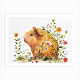 Little Floral Guinea Pig 1 Art Print