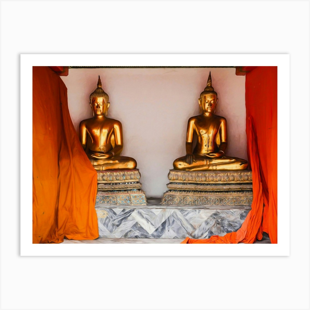 Golden Buddha Statues Thailand Art Print by Paul J Bucknall