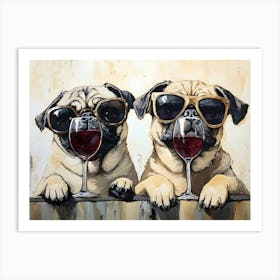 City Pugs 3 Art Print