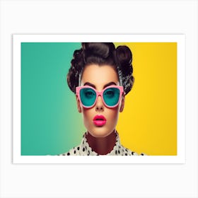 Retro Woman With Sunglasses Art Print