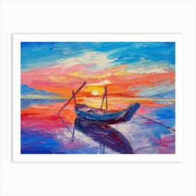 Sunset Boat Art Print