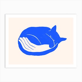 Cosy Cat Blue Art Print