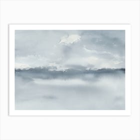 Lake Fog Minimalist Landscape Art Print