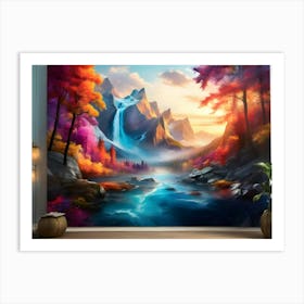 Waterfall Painting Art Print