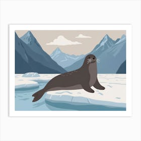 Seal Sliding On Glacier Art Print