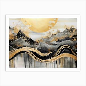 Gold And Black Abstract Painting Art Print