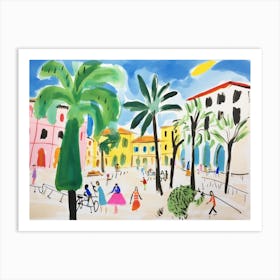 Palermo Italy Cute Watercolour Illustration 1 Art Print