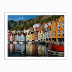 Colorful Houses In A Harbor art Art Print