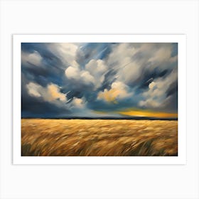 Wheat Field With Storm Clouds Art Print