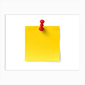 Yellow Sticky Note With Red Pushpin Office Supply 2 Art Print