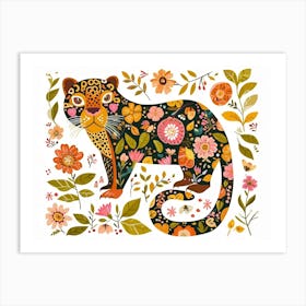 Little Floral Jaguar 4 Art Print
