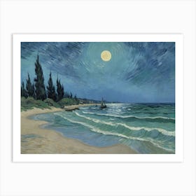 Moonlight Over The Beach 3 Art Print