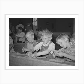 Youngsters Modeling In Clay At The Private School In The Farm Bureau Building, Pie Town, New Mexico By Art Print