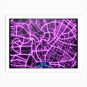 Berlin, Germany - Neon City Map Art Print