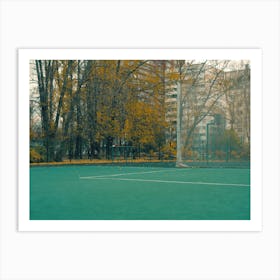 Autumn Leaves On A Tennis Court Art Print