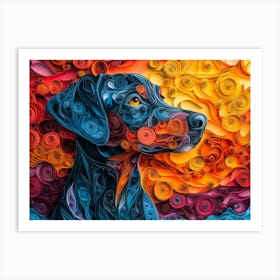 Doberman Pincher Paper Quilling Dog Portrait Art Print