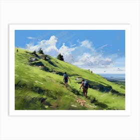 Hikers On A Hill Art Print