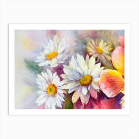 Watercolor Flowers In A Vase 1 Art Print