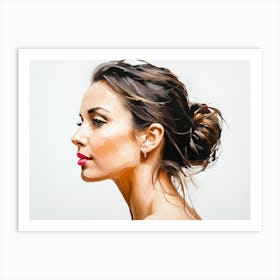 Side Profile Of Beautiful Woman Oil Painting 72 Art Print