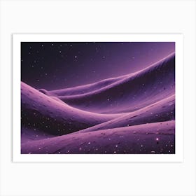 Surreal, Futuristic Landscape Of Rolling Sand Dunes Bathed In A Vibrant Purple Light Beneath A Starry Night Sky Art Print