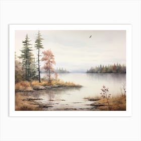 A Painting Of A Lake In Autumn 67 Art Print