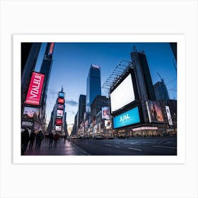 Blank Billboard Towering Above Bustling Urban Street Blank Slate Awaiting Advertisement Surrounded (3) Art Print