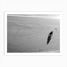 Patterns On The Beach And In The Sand, Black And White St Sebastian, Spain Art Print