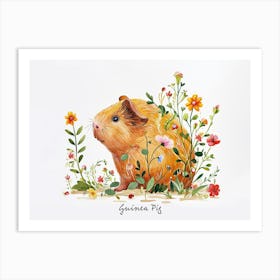 Little Floral Guinea Pig 1 Poster Art Print