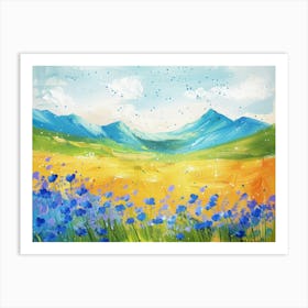 Blue Flowers In The Mountains Art Print