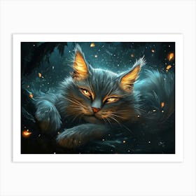 Cat In The Forest Art Print