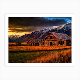 Old Barn At Sunset Art Print