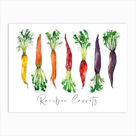 Rainbow Carrots Watercolor Painting Art Print