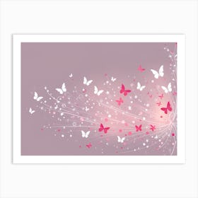 Pink And White Butterflies VECTOR ART Art Print