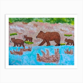 Mama Bear and Cubs Art Print