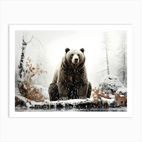 Serene Strength Bear In Nature Art Print