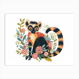 Little Floral Lemur 4 Art Print