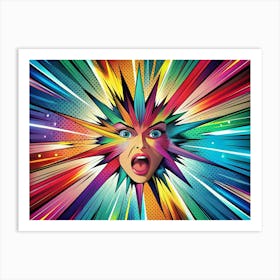 Woman S Face With Comic Book Explosion Art Print