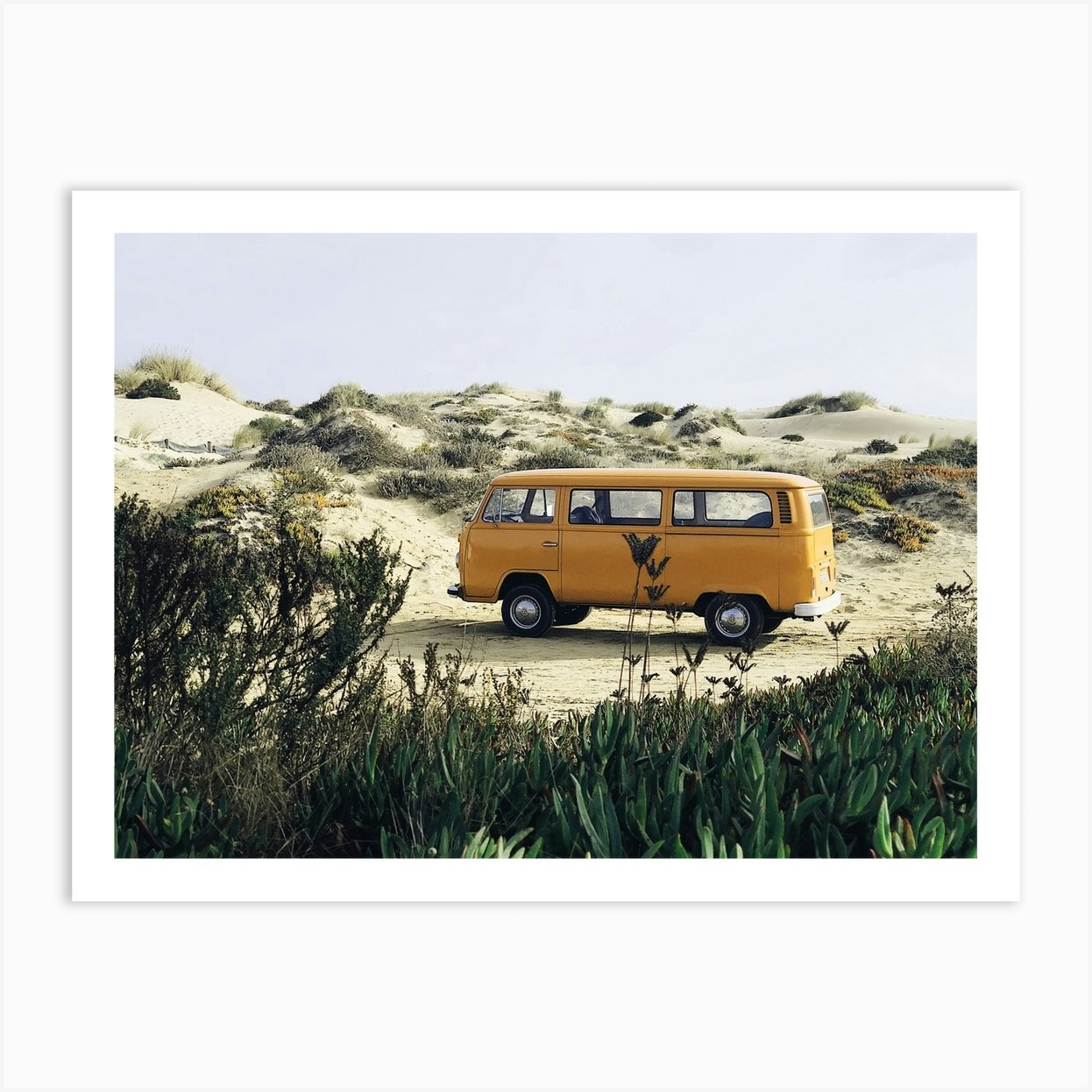 Yellow Vw Van Art Print by Mambo Fy
