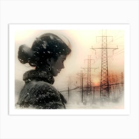 Pylons in Winter Art Print