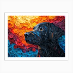 Labrador Retriever Paper Quilling Dog Portrait 1 Art Print