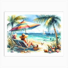 Of A Woman On The Beach 1 Art Print