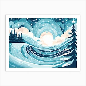 Christmas Snowy Winter Landscape vector art 2 Art Print