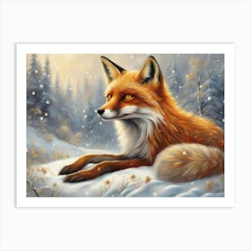 Majestic Winter Fox Page 3 Art Print