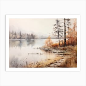 A Painting Of A Lake In Autumn 5 Art Print