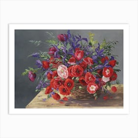 Still Life With Poppies In A Basket Art Print