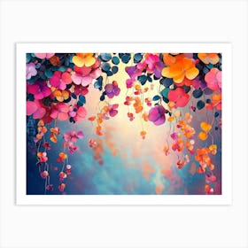 Elegant Colorful With Vibrant Flower Hanging Branches 12 Art Print