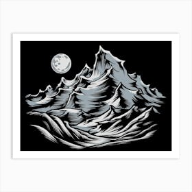 Moon And Mountains Art Print